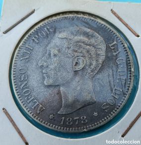 Coins of Spain: Moneda de 5 pesetas, duro de plata, 1878 , Alfonso XII ,estrella 18-78